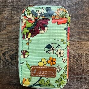 Sakroots Mint Floral Zippered Phone Pouch/ wallet